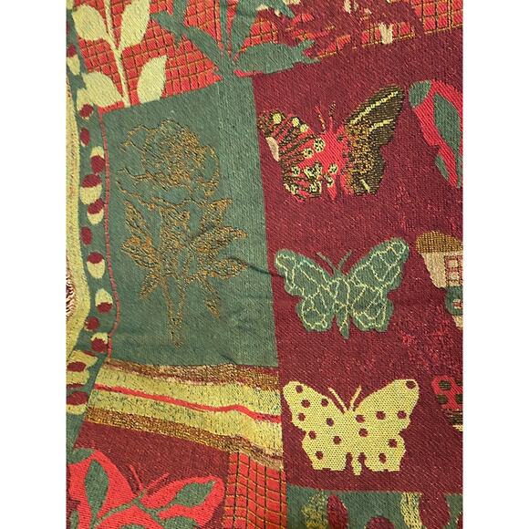 Made in USA Tapestry Throw Amber Forest Butterfly Cotton Blanket  50x60" NEW - Picture 10 of 12